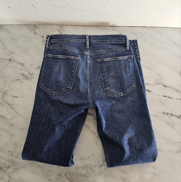 FRAME Denim Le High Skinny Stud Blue Jeans 27 Preowned - Picture 6 of 8